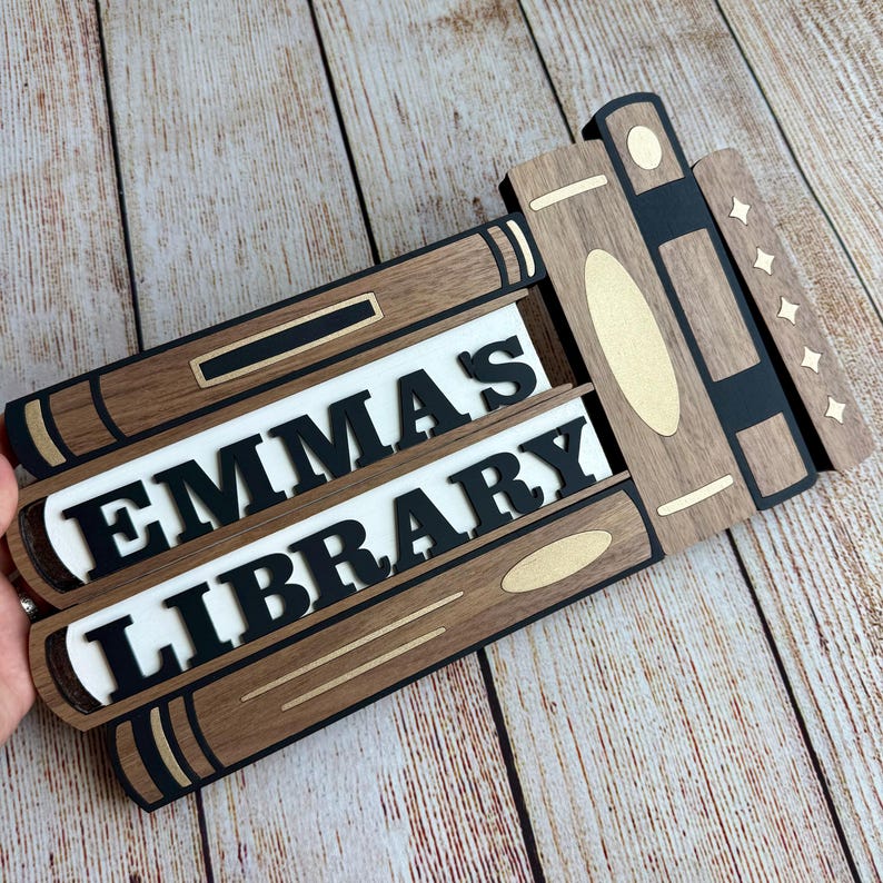 Personalized Library Name Sign - Custom Library Sign - Book Nook Corner ...