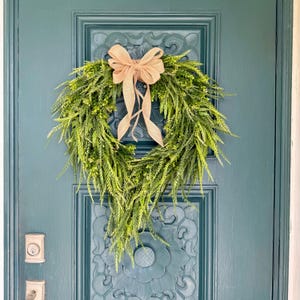 Year Round Greenery Wreath for Front Door, Everyday Wreath with Burlap Bow, Rustic Modern Farmhouse Decor, All Season Porch Home Decor Gift