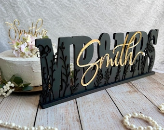 Custom Mr Mrs Last Name Wedding Sign - Sweetheart Head Table Decor - Personalized Couple Family Name Sign - Event Centerpiece Backdrop Sign