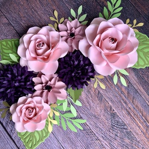 Sweet 16 Paper Flowers Backdrop Wall Decor - 7 piece set - Sweet Sixteen Party Decor - Quinceanera Birthday Decorations - Bat Mitzvah Decor