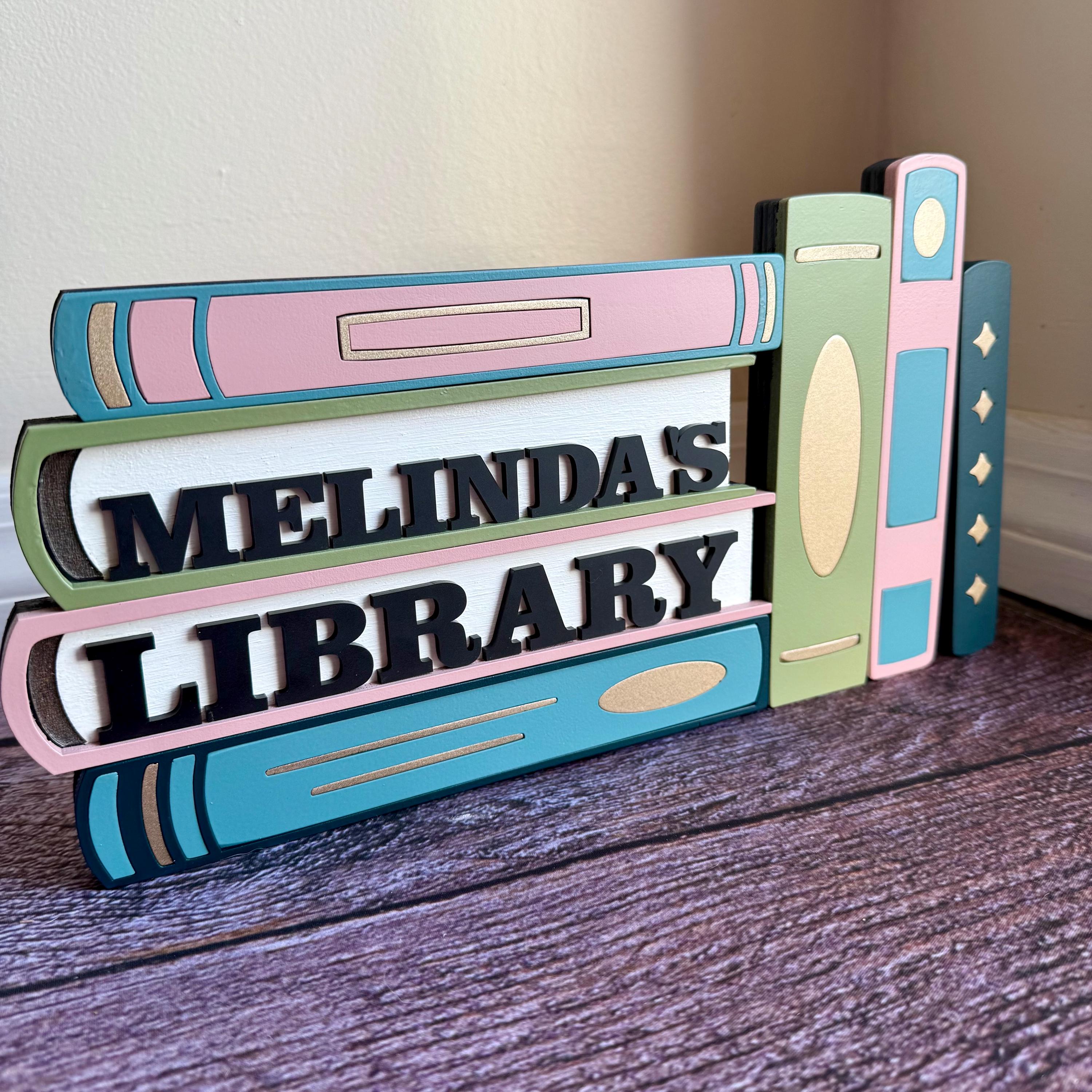Personalized Library Name Sign - Custom Library Sign - Book Nook Corner ...
