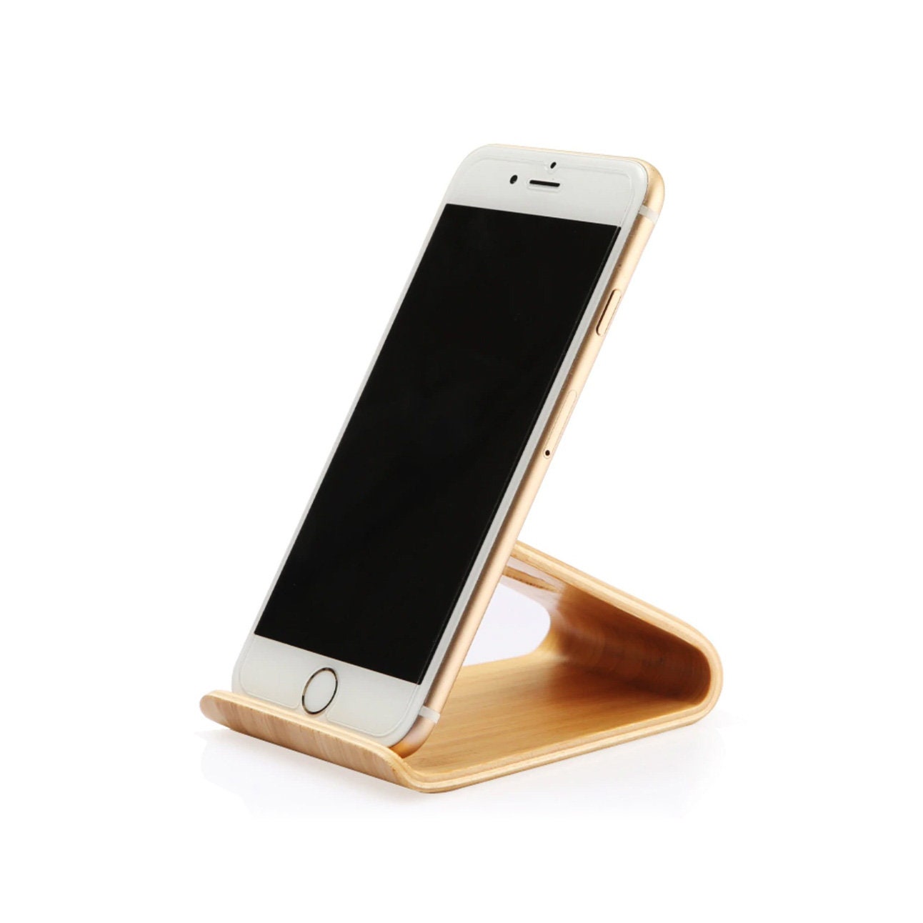 WOODEN Cell Phone Holder Smartphone Natural Bamboo Wood Mobile Etsy