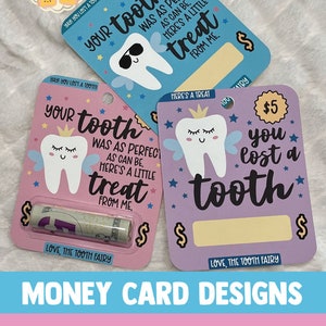 Printable Tooth Fairy Money Card, Money Card, Tooth Fairy Money Holder ...