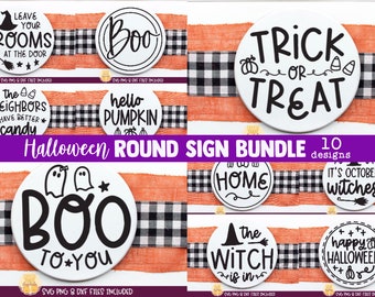 Halloween Door Sign SVG Bundle, Spooky Porch Sign, Front Door Wreath Decor, Fall Quotes and Sayings, Door Hanger Svg, Cricut Silhouette