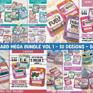 Money Card Mega Bundle Vol 1, Printable Money Holder Card, Teacher Appreciation, Christmas Cards, Gift Card Holder, Print-Then-Cut, PNG File