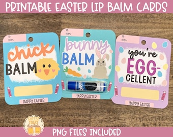 Afdrukbare Paaskaart, Lip Balm Card, Lip Balm voor Easter Basket, Print-Then-Cut, Easter Gift, PNG-bestand, Cricut, Silhouet
