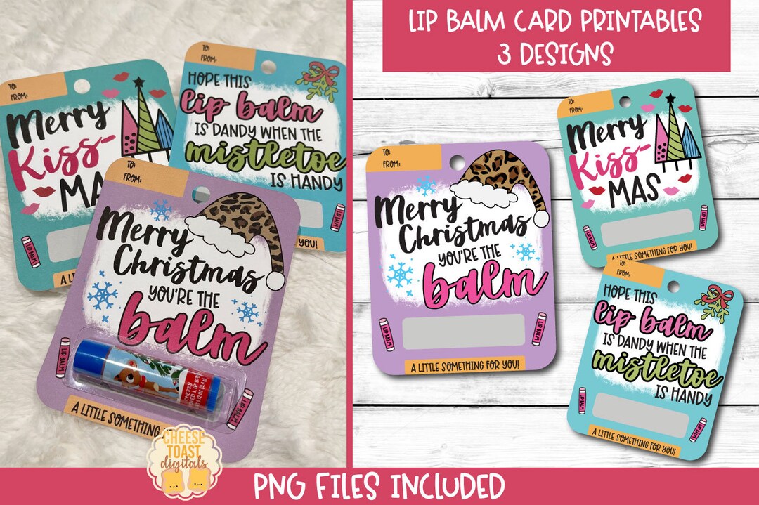 Printable Christmas Card, Lip Balm Card, Merry Christmas Design, Print ...