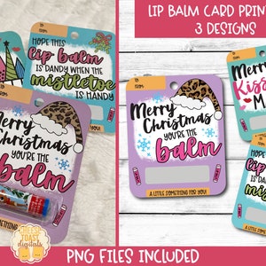 Printable Christmas Card, Lip Balm Card, Merry Christmas Design, Print-Then-Cut, Christmas Gift, Kiss-Mas, PNG File, Stocking Stuffer