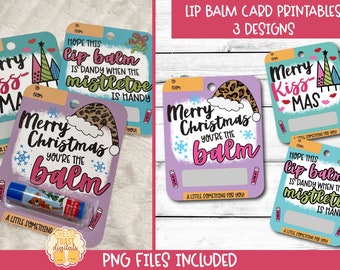 Tarjeta de Navidad imprimible, Tarjeta de bálsamo labial, Diseño de Feliz Navidad, Impresión y luego corte, Regalo de Navidad, Kiss-Mas, Archivo PNG, Relleno de medias