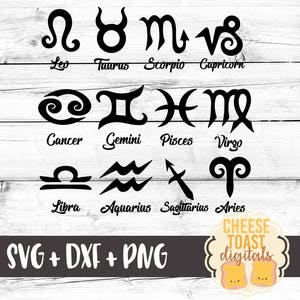 Zodiac Sign Svg, Horoscope Svg, Astrology Svg, Birthday Star Sign Svg, Zodiac Symbol, Svg Files, DXF, Svg for Cricut, Svg for Silhouette