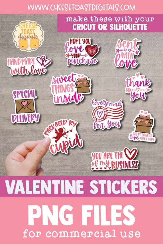 Printable Valentine's Day Stickers Valentines Stickers Print and Cut  Valentines Day Sticker Bundle Love Stickers Happy Valentine 