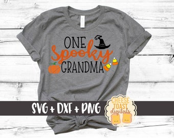 One Spooky Grandma Svg, Halloween Svg, Grandma Svg, Mimi Svg, Pumpkin Svg, Halloween Shirt Svg, Svg Files, Svg for Cricut, Silhouette Svg