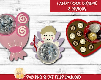 Candy Dome SVG Bundle del Día de San Valentín, Candy Holder SVG, Party Favor, Regalo De San Valentín, Candy Adorno De Adorno, Cricut, Silueta