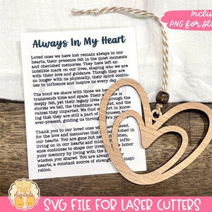Toujours dans mon coeur - histoire carte ornement SVG, cadeau pour la perte d'un être cher, sympathie ornement SVG, voiture charme SVG, dessins d'ornement au laser