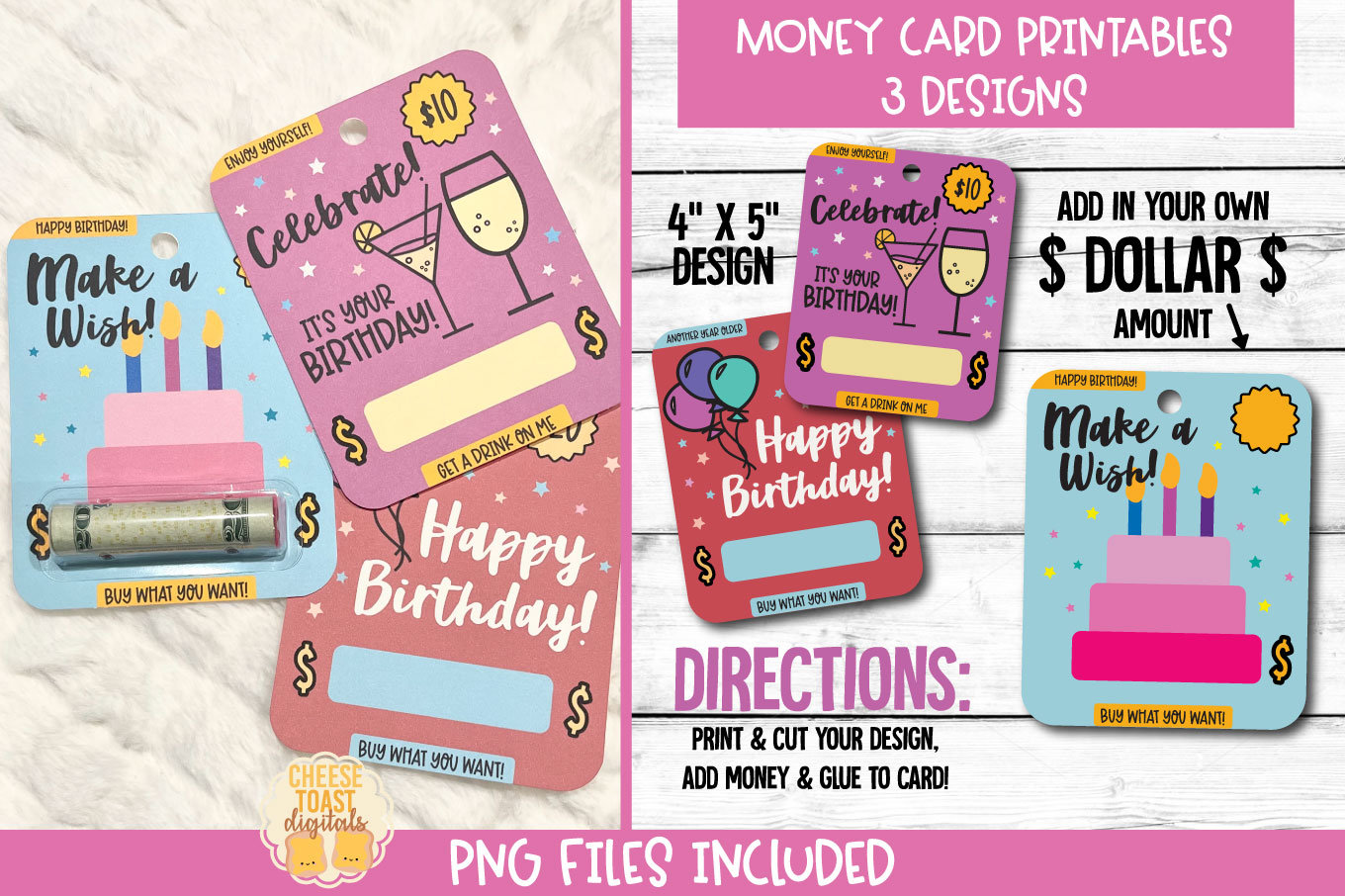 Printable Birthday Card Money Card Happy Birthday Design Etsy