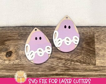 Laser Earring SVG, Halloween Earring SVG, Ghost Laser File, Boo Cut Files, Keychain SVG, Laser Designs