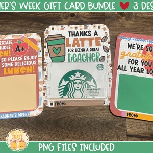 Printable Teacher Card, Money Card, Teacher Appreciation Gift, Gift Card Holder, Print-Then-Cut, Gift for Teacher, PNG File, Coffee Card