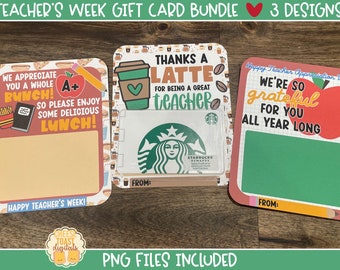 Printable Teacher Card, Money Card, Teacher Appreciation Gift, Gift Card Holder, Print-Then-Cut, Gift for Teacher, PNG File, Coffee Card
