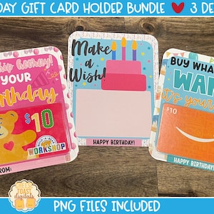 Printable Birthday Card, Money Card, Happy Birthday Design, Gift Card Holder, Print-Then-Cut, Birthday Gift PNG File, Coffee Card, Wine