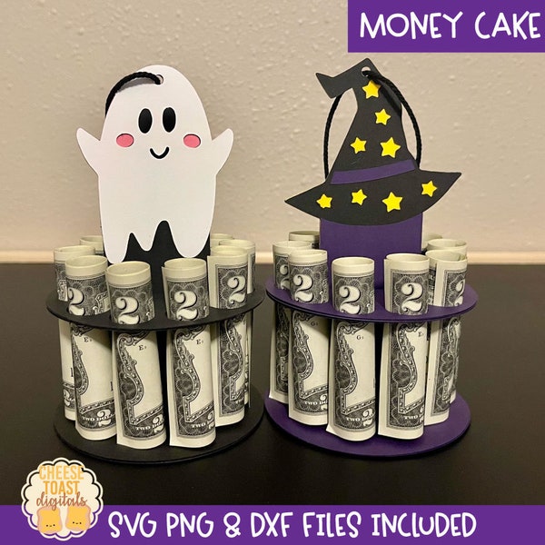Halloween Money Cake SVG Bundle, Cardstock Money Cakes, Money Holder SVG, Cash Holder, DIY Gift, Ghost, Ornament, Cricut, Silhouette