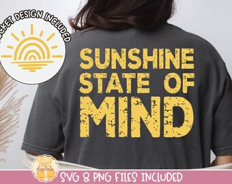 Sunshine State of Mind SVG, Distressed Summer SVG, Beach Svg, Summer PNG, Trendy Summer Shirt Design, Summer Sublimation Designs