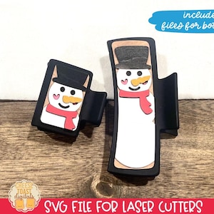 Claw Clip SVG, Christmas Hair Clip SVG, Hair Clip Laser File, Snowman Claw Clip Cut Files, Laser Hair Clip SVG, Laser Claw Clip Designs