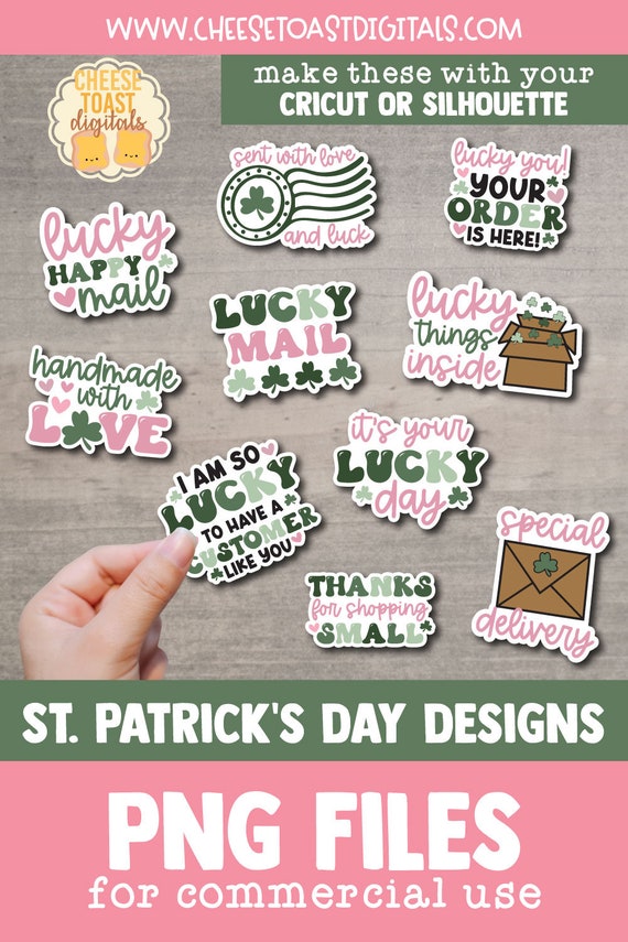 Small Shop Packaging DIY Sticker Printable St Patrick's It's Your Lucky Day Gnome© PNG Digital Sticker Small Business Print and Cut