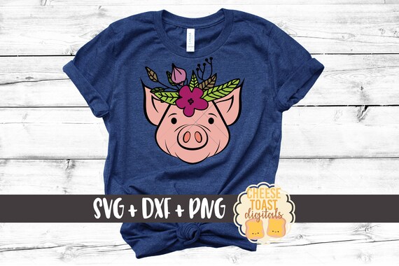 Download Free Pig With Floral Crown Svg Pig Bandana Svg Animal Bandana Etsy SVG Cut Files