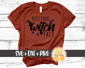 Resting Witch Face Svg, Halloween SVG, Witch SVG, Basic Witch Svg, Adult Halloween Svg, Svg Files, Svg for Cricut, Svg for Silhouette