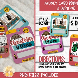 Printable Christmas Card, Money Card, Merry Christmas Design, Gift Card Holder, Print-Then-Cut, Stocking Stuffer, PNG File, Christmas Gift