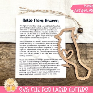 Ciao dal cielo - Ornamento della carta storia SVG, Cardinale, Regalo per la perdita della persona amata, Ornamento di simpatia Svg, Fascino per auto, Disegni di ornamenti laser