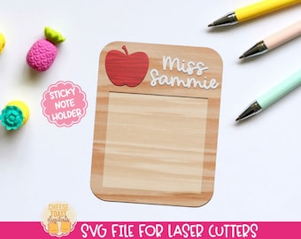 Sticky Note Inhaber SVG - Lehrer Laser SVG, Apple Geschenk für Lehrer