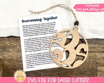 Overcoming Together - Story Card Ornament SVG, Gift for Spouse, Car Charm, Wife or Husband Gift, Marriage Christmas Ornament, Story Card SVG