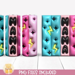 Mama 3d Puff Tumbler Wrap PNG, Mom Puffy 20 oz Skinny Tumbler Wraps, Inflated Bubble Designs for Sublimation, Straight Wrap