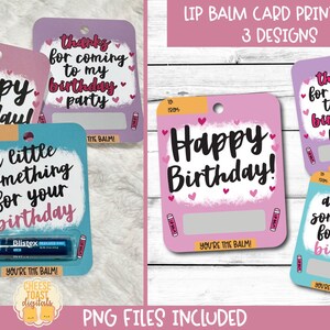 Druckbare Geburtstagskarte, Lippenbalsam Karte, Happy Birthday Design, Print-Then-Cut, Geburtstagsgeschenk, PNG-Datei, Party-Gastgeschenk