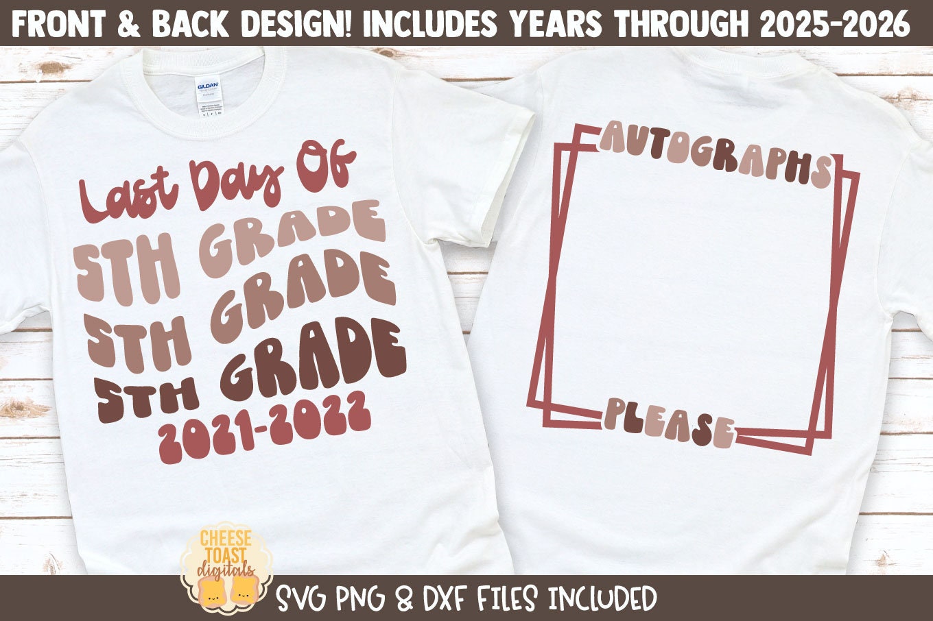 Last Day of 5th Grade SVG, Retro School Autograph Shirt for End of School, Fifth Grade Teacher Gift, Cut Files for Cricut, Silhouette