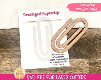 Large Paperclip Laser File, Snack Clip Svg, Laser Bookmark SVG, Paperclip Bookmark SVG, Reading Birthday Gift, Jumbo Paperclip Design