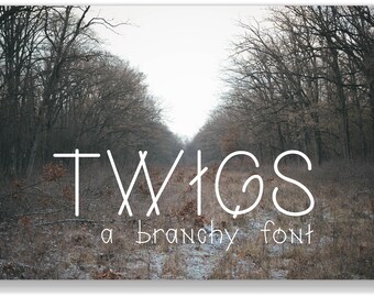 Twigs: A Branchy Font, Skinny Font, Adventure Font, Thin Font, Crossing Font, OTF, TTF