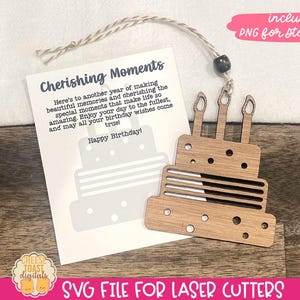 Chérir des moments - carte histoire ornement SVG, cadeau d&#39;anniversaire, anniversaire ornement Svg, breloque pour voiture, gâteau d&#39;anniversaire laser SVG, dessins d&#39;ornement