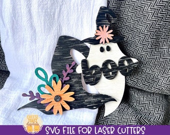 Halloween Laser SVG Files, Laser Fall Cutting Files, Halloween Laser Projects, Wood Witch Hat, Boo Ghost Design, Floral Fall Laser Svgs