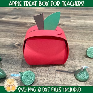 Apple Treat Box SVG, Caja de regalo de reconocimiento del maestro, Caja de favores de fiesta, Caja plegable, Artesanía de cartulina Cricut, Titular de dulces, Silueta