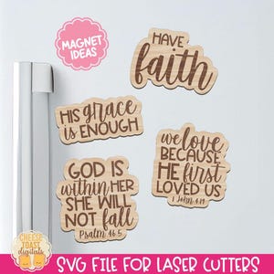Religious Kitchen Magnet SVG, Laser Magnet File, Christian Laser Cut Files, Bible Verse Fridge Magnets, Kitchen Laser SVG, Magnet Designs
