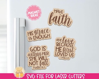Religious Kitchen Magnet SVG, Laser Magnet File, Christian Laser Cut Files, Bible Verse Fridge Magnets, Kitchen Laser SVG, Magnet Designs