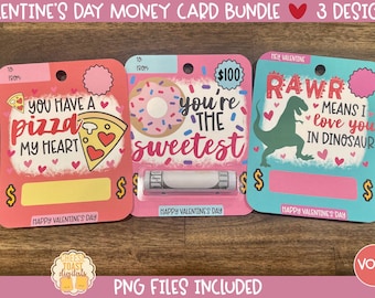 Valentine's Day Money Cards, Printable Card, Money Card, Kid's Valentine Money Holder, Funny, Print-Then-Cut PNG, Cricut, Silhouette