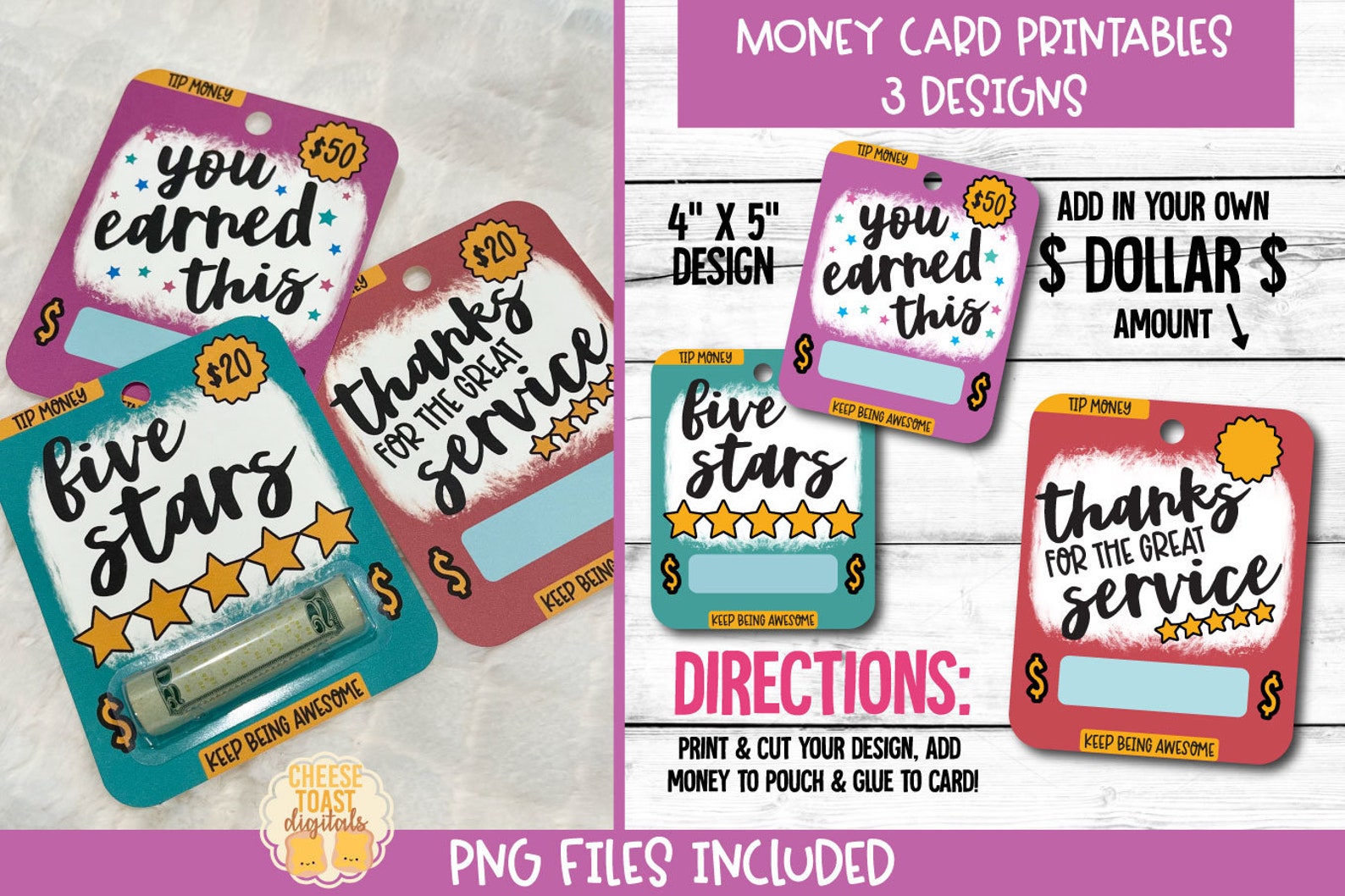 Printable Tipping Money Card Thank You Card Money Holder Etsy