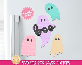Halloween Magnet SVG, Laser Magnet File, Laser Cut Files, Ghost Laser SVG, Fridge Magnets, Kitchen Laser SVG, Wood Magnet Designs