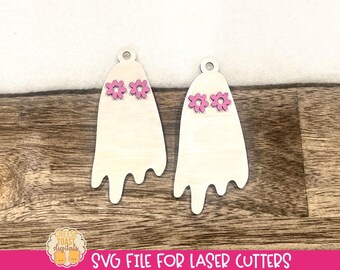 Laser Earring SVG, Halloween Earring SVG, Retro Ghost Laser File, Boo Cut Files, Keychain SVG, Laser Designs