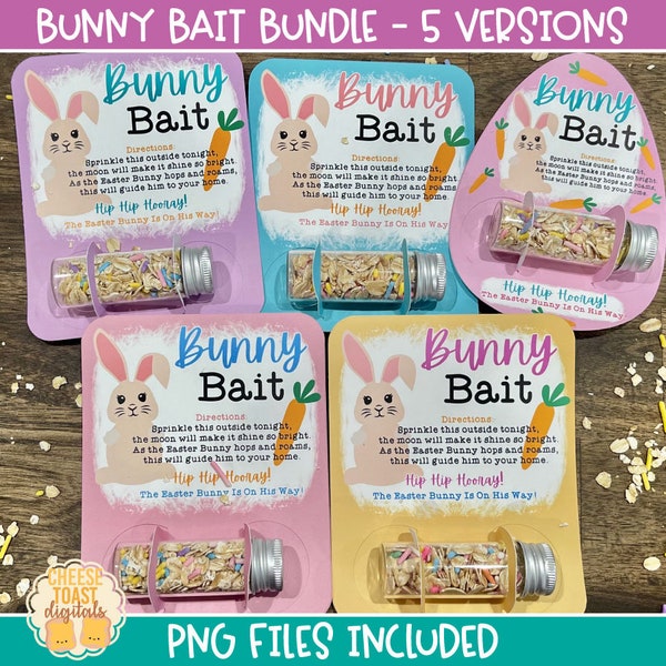 Bunny Bait Card PNG Bundle, Egg Shaped Bunny Food Printable PNG File, Easter Card, Easter Magic, DIY, Print-Then-Cut, Cricut, Silhouette