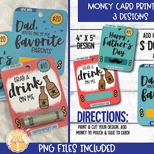 Carte imprimable pour la fête des pères, carte d’argent, carte de papa drôle, porte-monnaie, porte-carte-cadeau, impression puis découpe, cadeau pour la fête des pères, fichier PNG