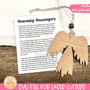 Messagers célestes - carte histoire ornement SVG, cadeau pour la perte d'un être cher, sympathie ornement SVG, breloque pour voiture, ange, dessins d'ornement laser